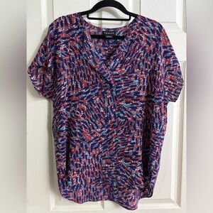Trouve Multicolor Patterned Chiffon Full  Natural Fiber Silk Blouse